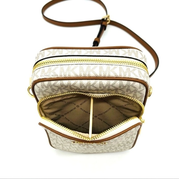 Michael Kors Medium NS Chain XBody Bag Vanilla/Brown - Picture 9 of 12